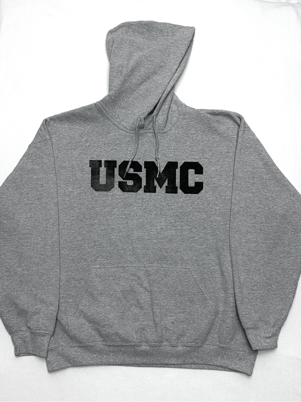 USMC Hoodie Mens XL Heather Gray Marine Corps Pullover MV Sport Sweatshirt